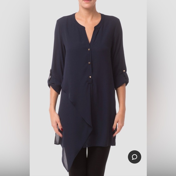 Joseph Ribkoff Made in Canada Navy Blue Asymmetric Blouse Size 4 - Picture 3 of 8